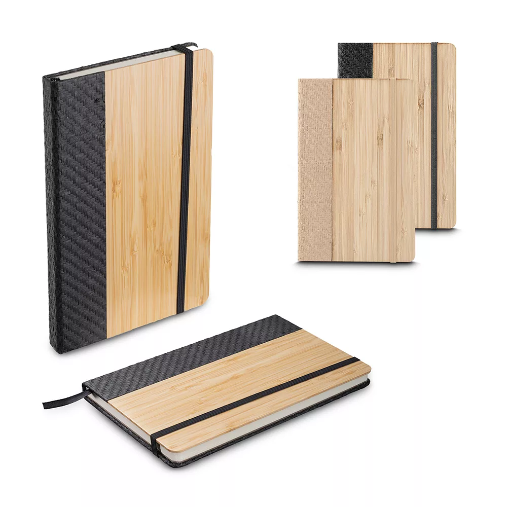 Caderno A5 com Capa de Bambu e 80 Folhas Pautadas