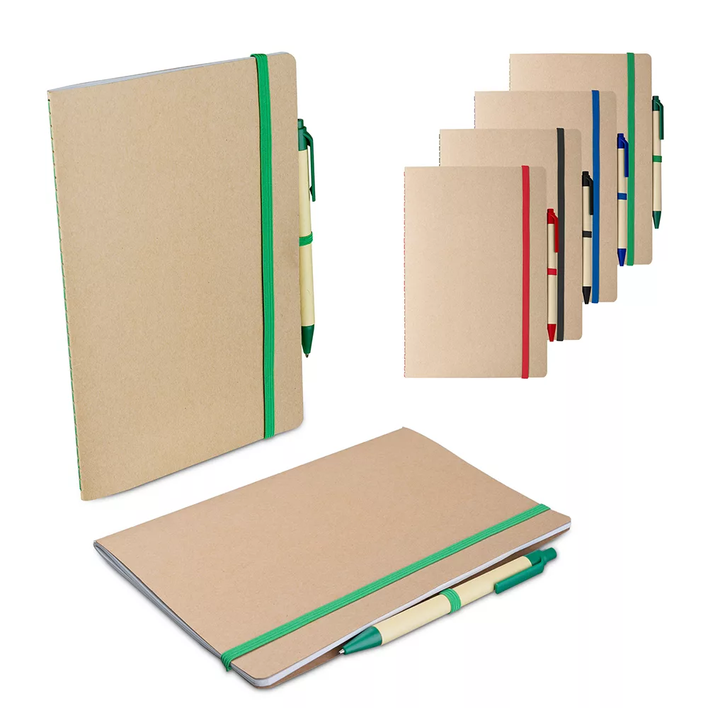 Caderno A5 em Papel Kraft com Caneta Reciclada