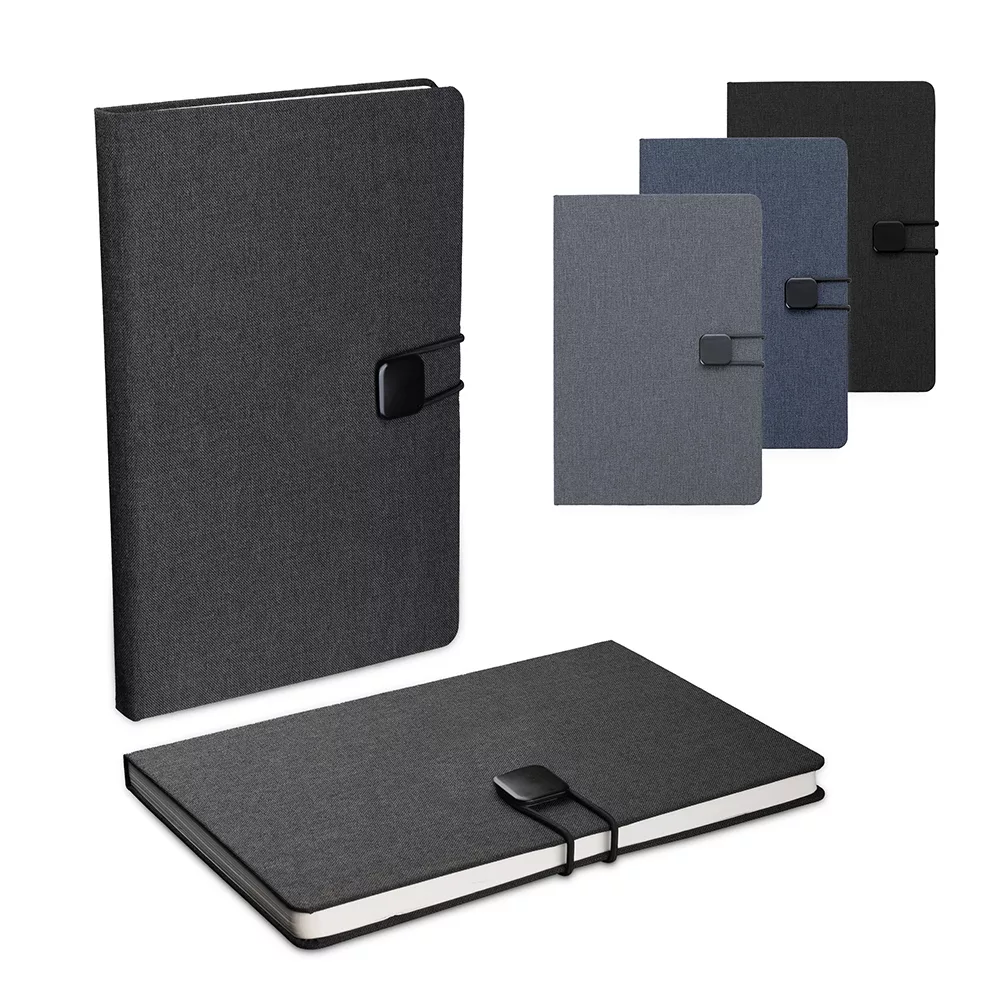 Caderno A5 com Capa em Poliéster e Fechamento em Metal
