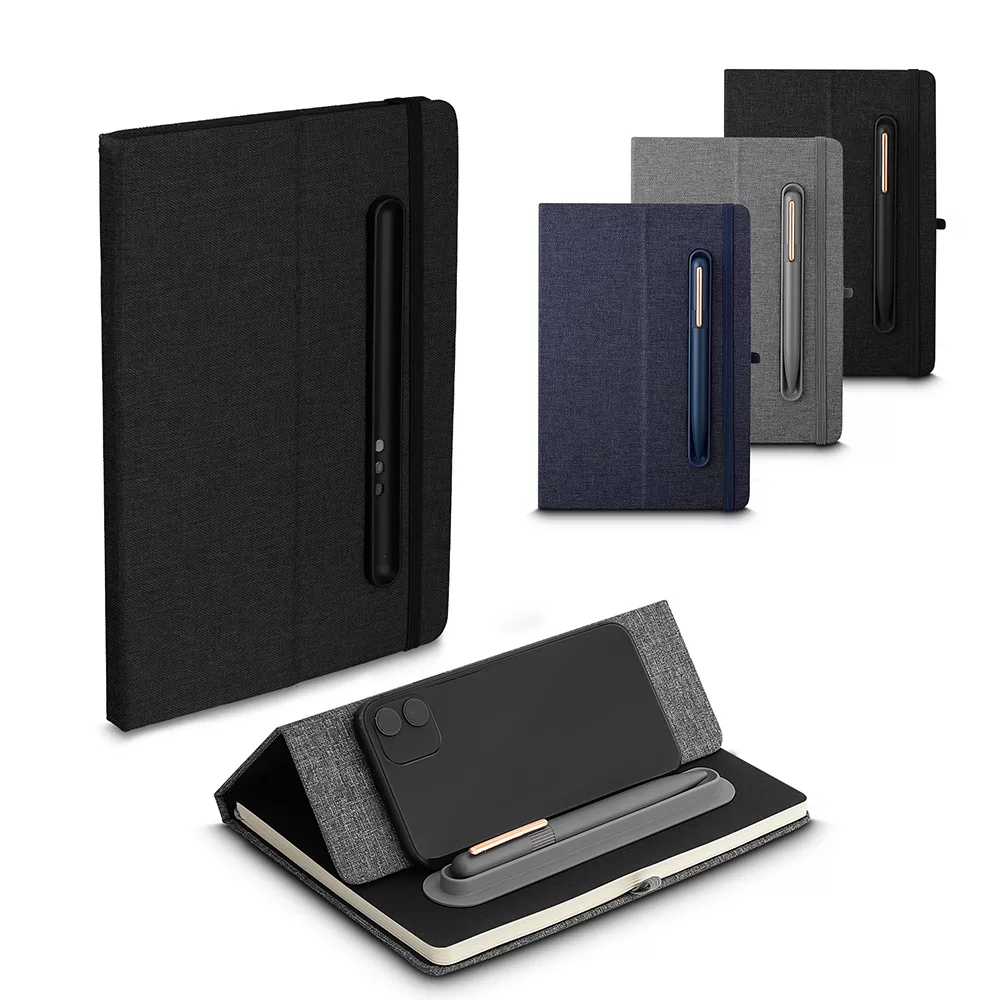 Caderno A5 com Capa em RPET e Suporte para Caneta