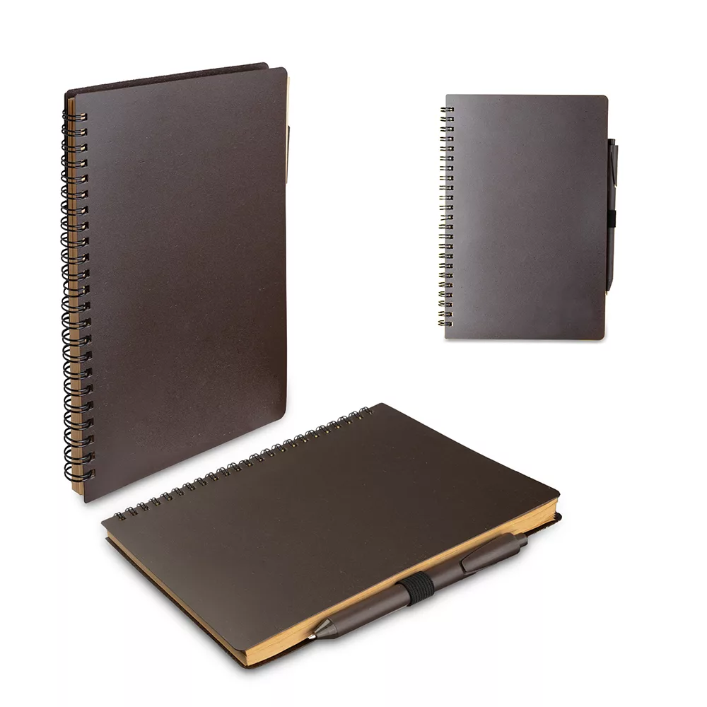 Caderno A5 com Capa de Café e Caneta