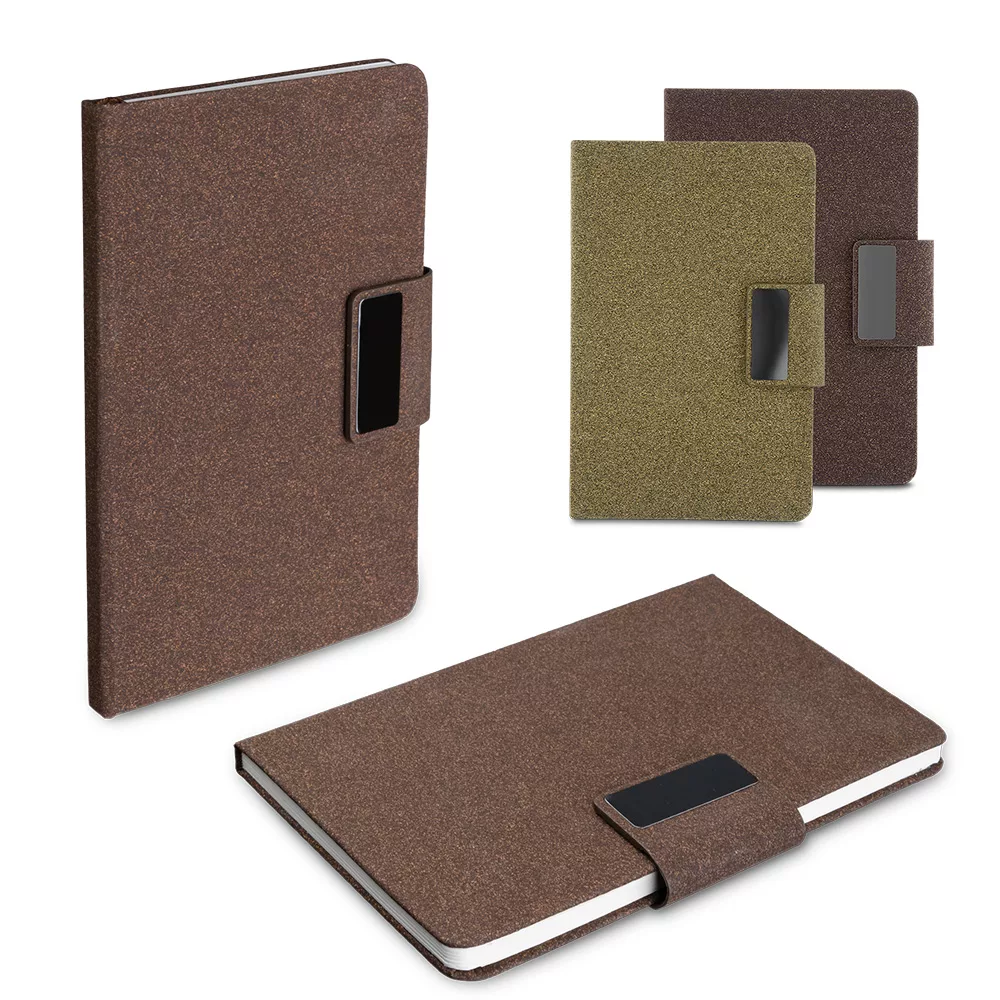 Caderno A5 em PU com Fibra de Chá e Café