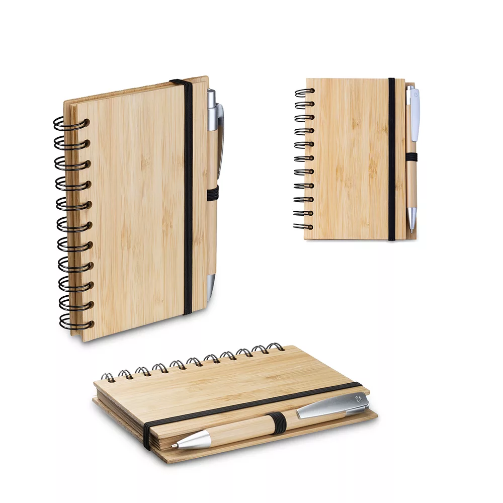 Caderno A6 em Bambu com Caneta - 14x9cm