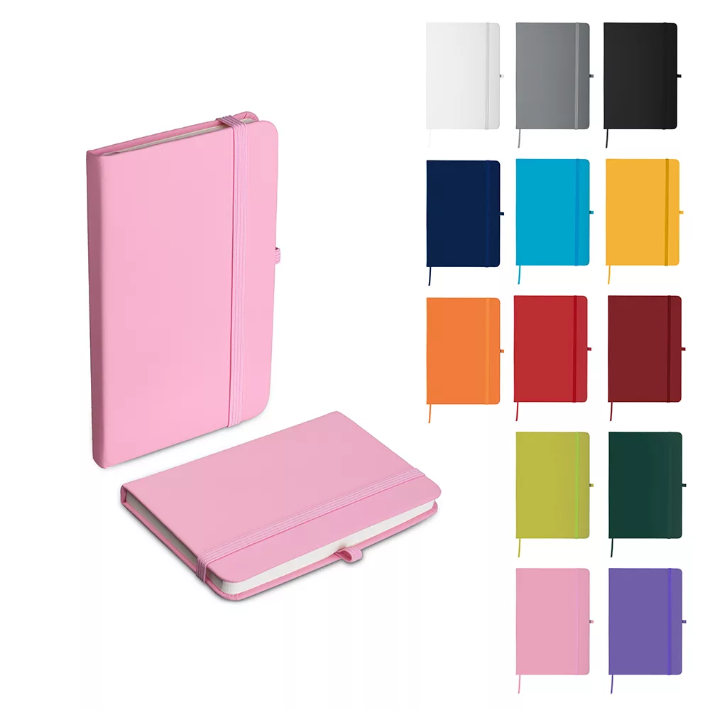 Caderno A6 em PU com Elástico e 80 Folhas Pautadas