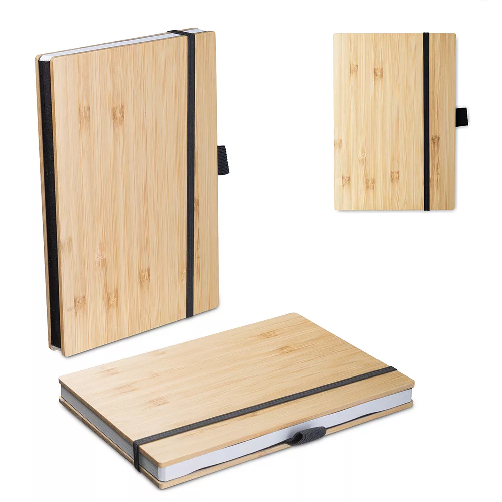 Caderno B6 com Capa de Bambu e Elástico