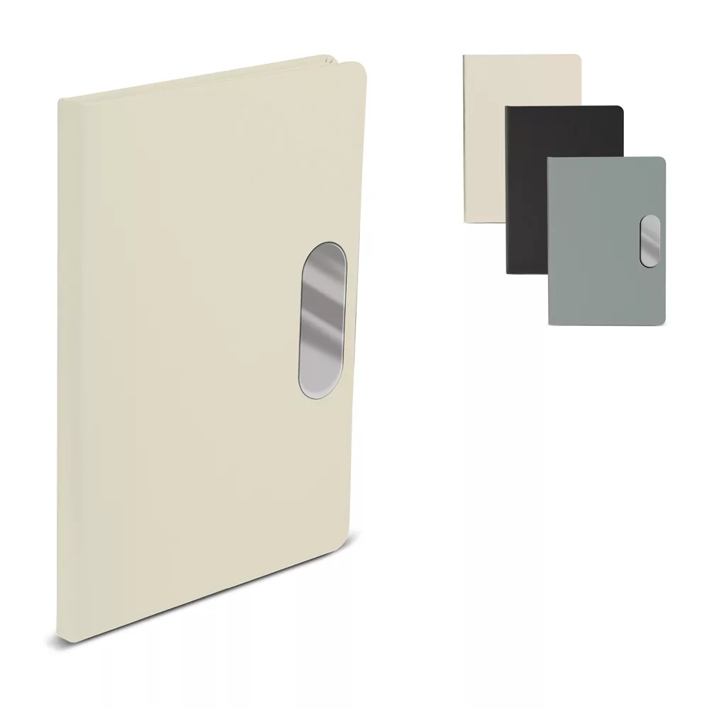 Caderno em PU com Placa Metálica - 80 Folhas