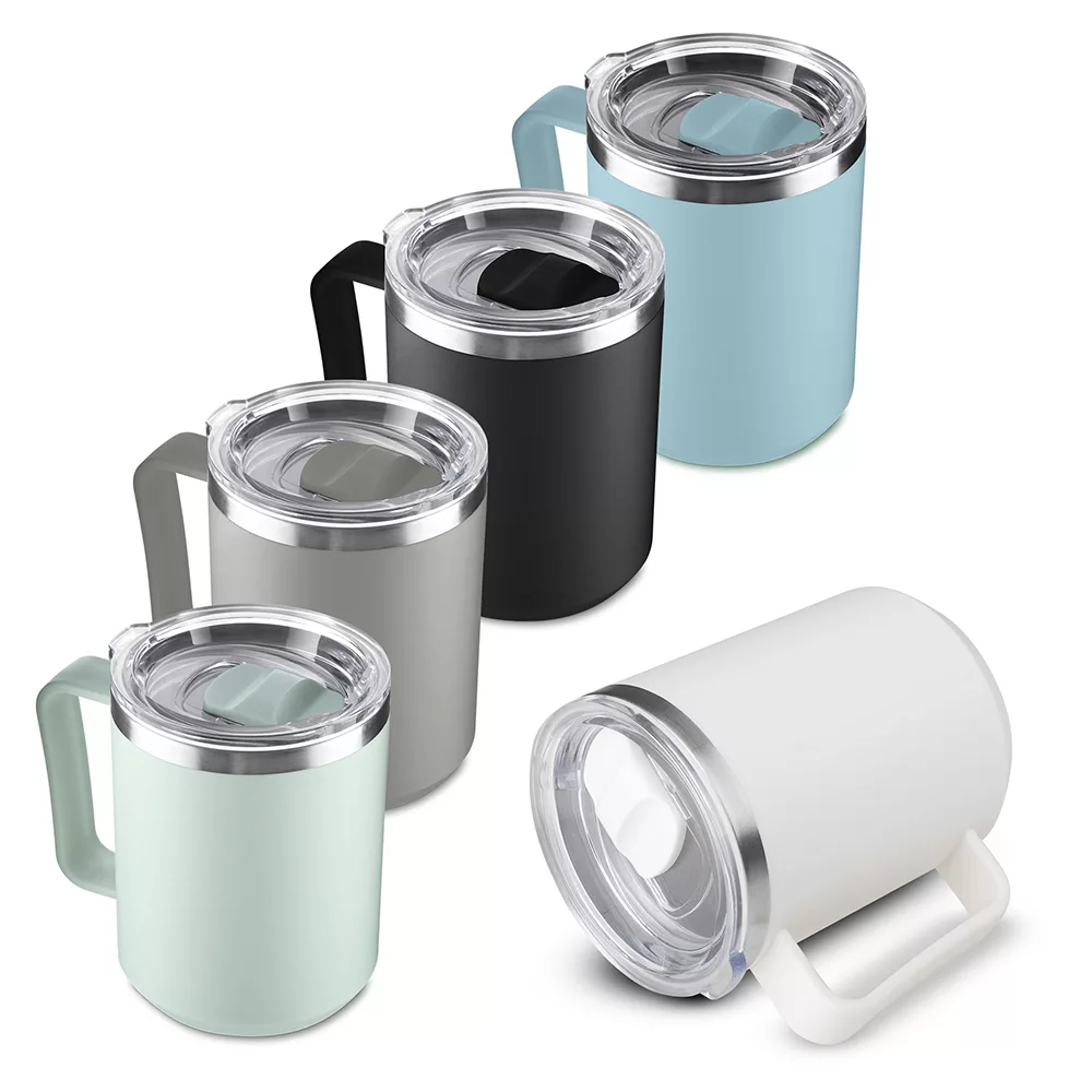 Caneca Plástica PP com Inox 450ml e Tampa