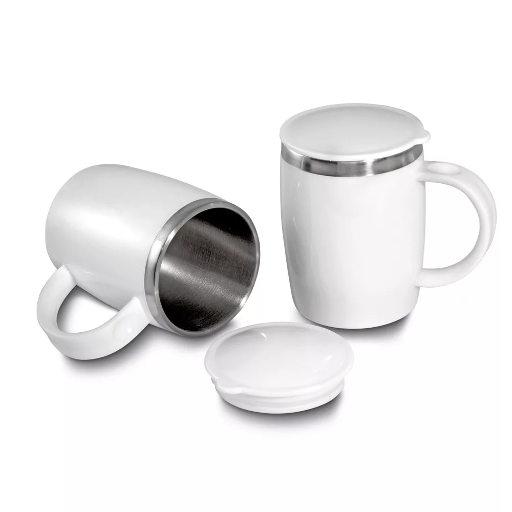 Caneca Plástica PP com Inox e Tampa de Silicone