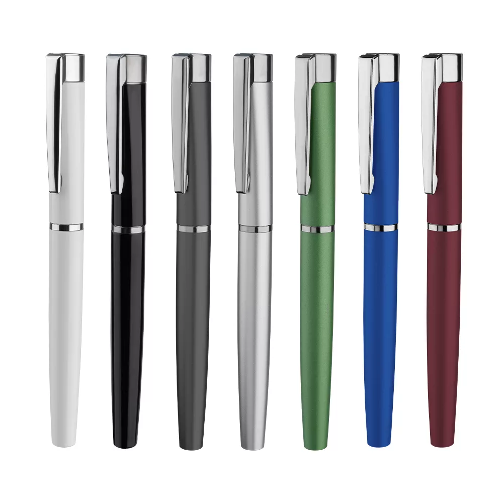 Caneta Roller Metálica Azul com Design Elegante