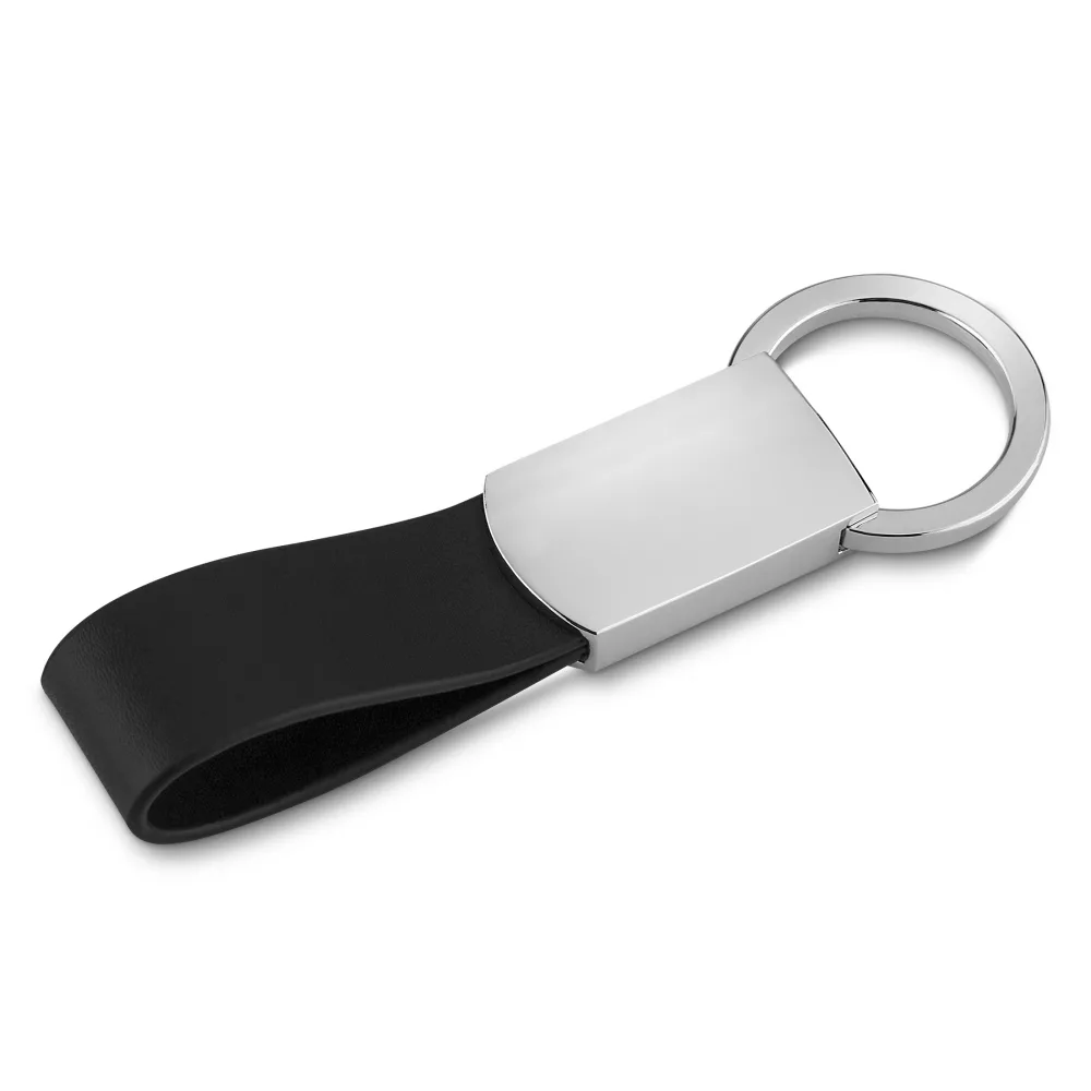 Chaveiro de Metal Fosco com Alça em Couro Sintético