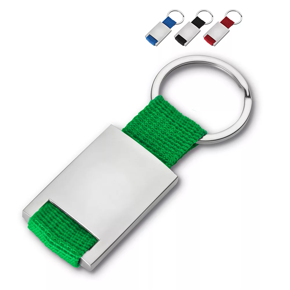 Chaveiro de Metal Retangular com Detalhes em Nylon
