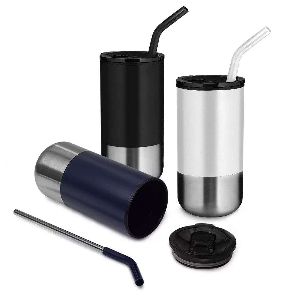 Copo em Aço Inox com Canudo Removível 550ml