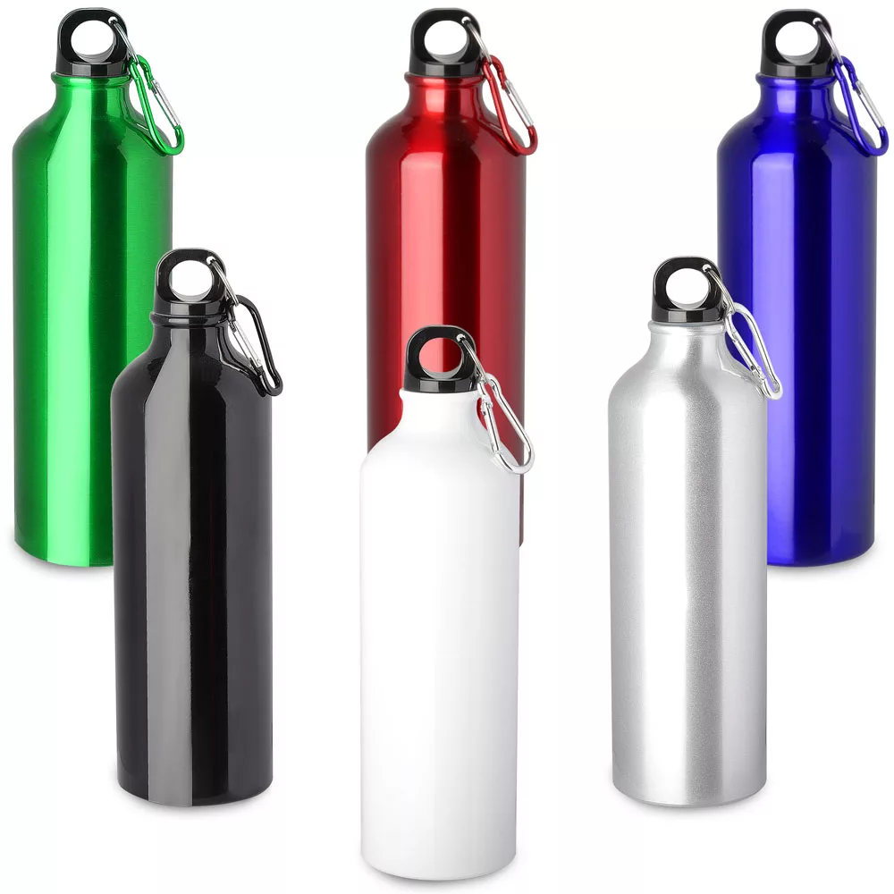 Garrafa em Alumínio 750ml com Mosquetão Colorido