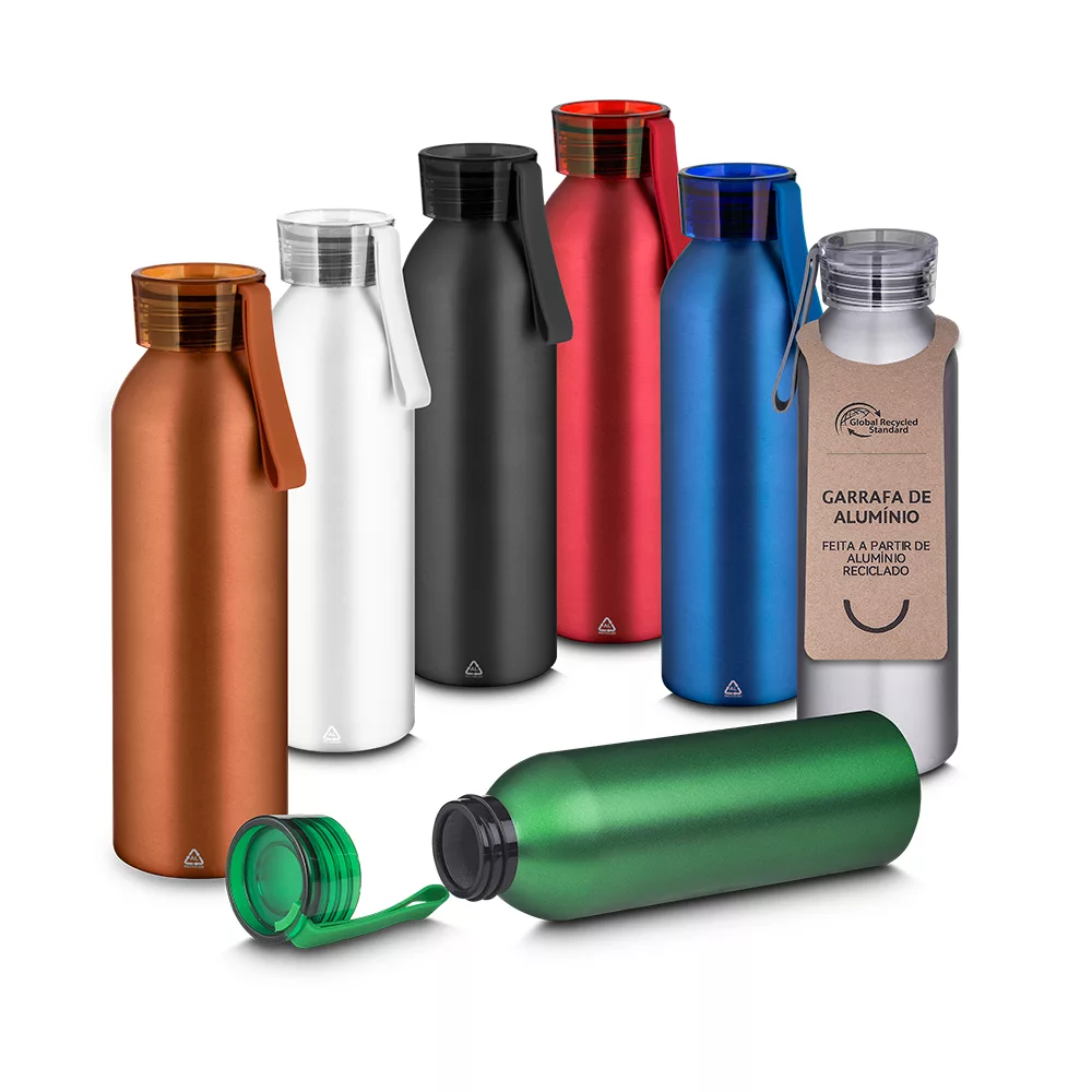 Garrafa em Alumínio Reciclado 600ml com Acabamento Mate