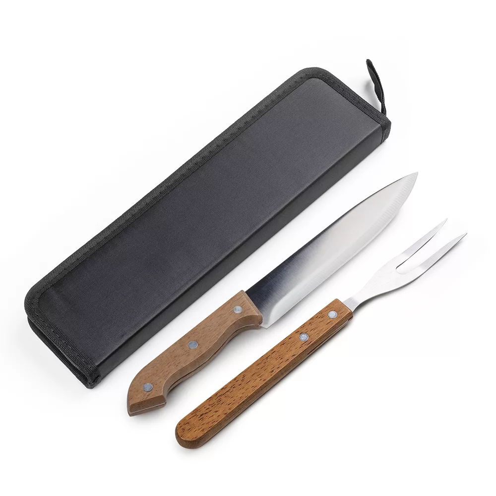 Kit Churrasco em Nylon com Faca e Garfo de Aço Inox