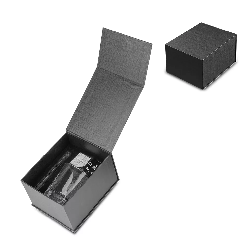 Kit Drink com Copo de Vidro e Pedras de Granito