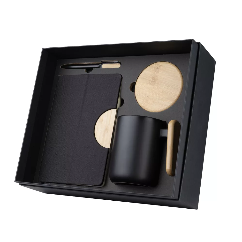 Kit Escritório Sustentável com Caderno em RPET e Bambu