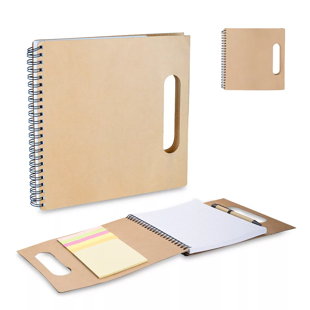 Kit Escritório em Papel Kraft com Anotações Adesivas