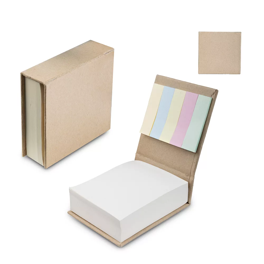 Mini Caderno em Papel Kraft com Blocos Autocolantes Coloridos
