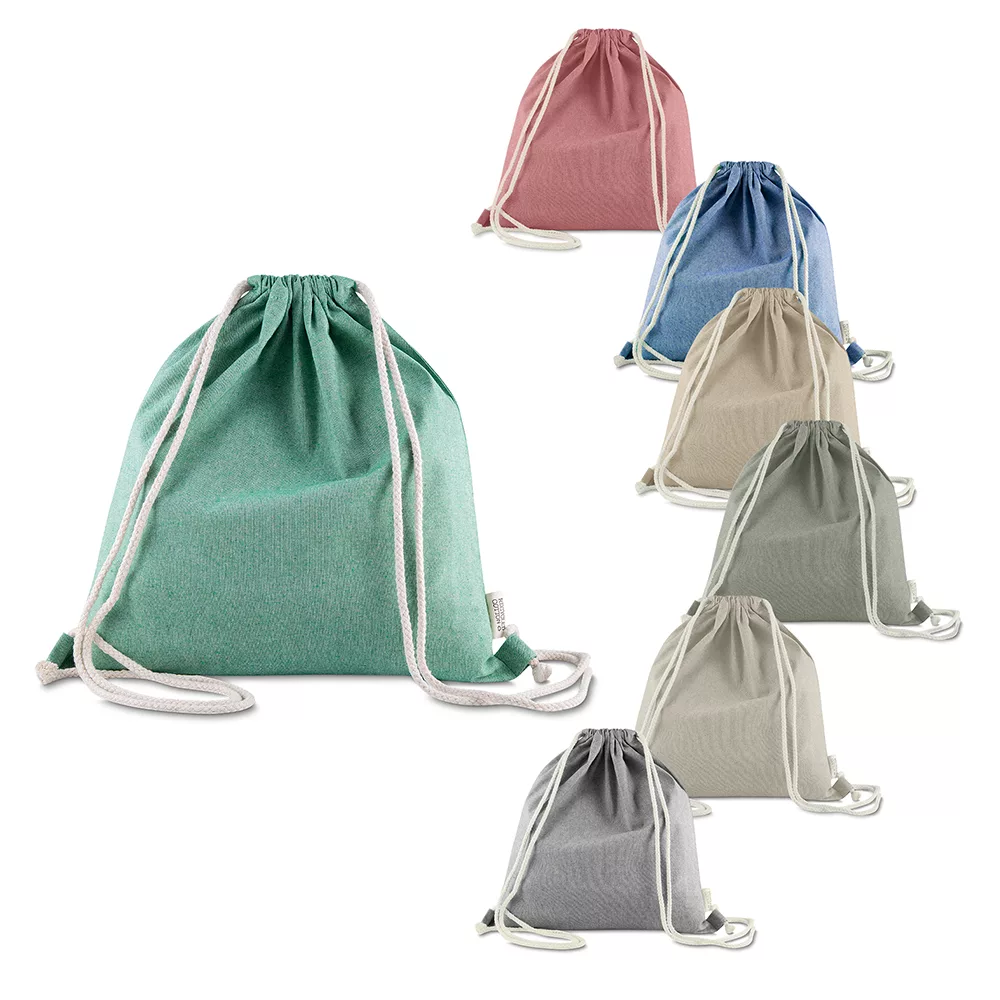 Sacola/Mochila em Algodão Reciclado 140g/m²