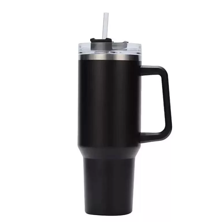 Copo térmico com canudo e alça de 1200ml Preto